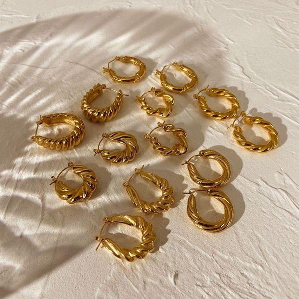 Boucles d'oreilles créoles 2023 déclaration de mode Chunky en 18K plaqué or en acier inoxydable ensemble de bijoux pour les femmes