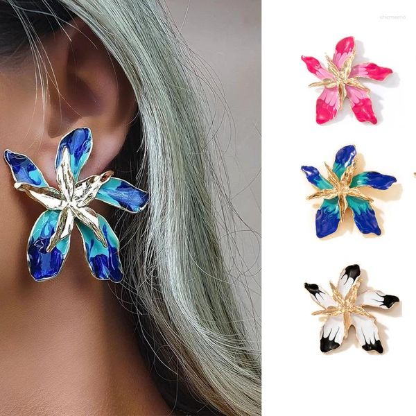 Pendientes de aro 2023 de moda dulce flor grande Stud diseño único exquisito para mujer fiesta regalos coloridos