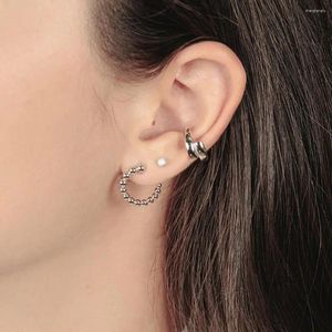 Boucles d'oreilles créoles pour femmes, bijoux géométriques classiques de haute qualité, à la mode, petit rond perlé, cercle à maillons simples, 2023