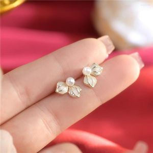 Boucles d'oreilles cerceau 2023 coréen fleur feuille goujon pour les femmes Super fée mode plaqué 14k or oreille bijoux fête cadeaux en gros
