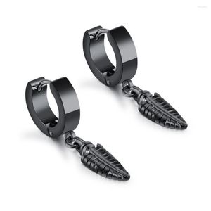 Boucles d'oreilles cerceaux 2023 Punk Black Feather Pendentids for Men Women Fashion Small Innewless Steel Piercing Hip Hop Bijoux