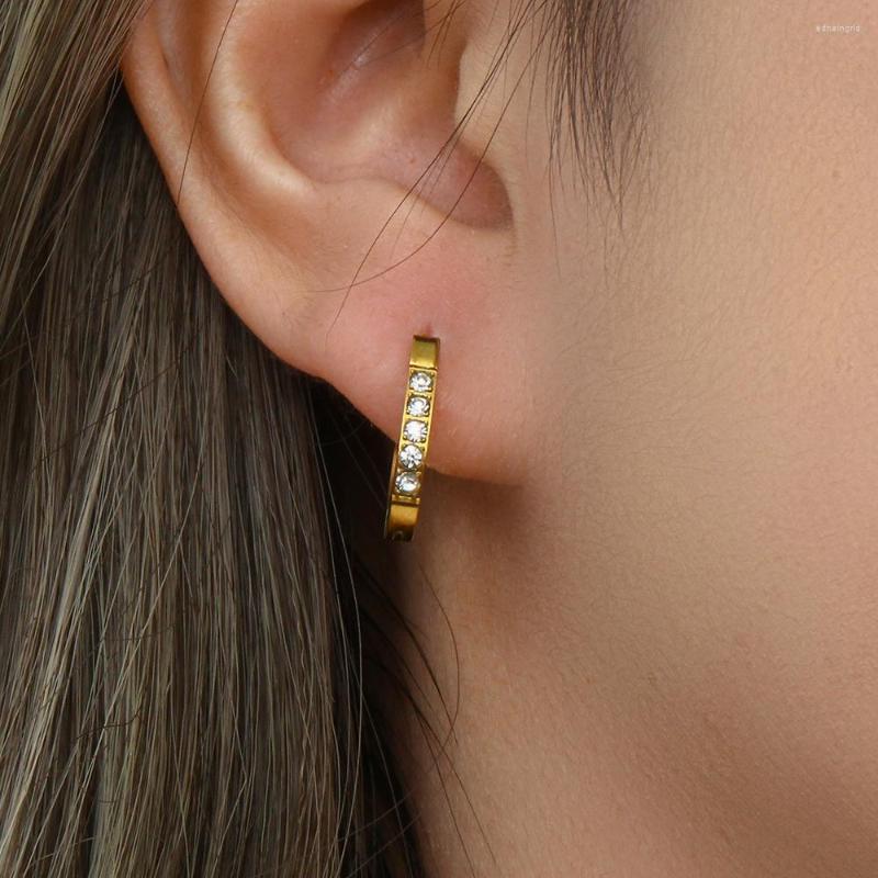 Hoop Earrings 2023 Punk Zircon Inlaid Small For Women Party Jewelry 18K Gold Plated Female Waterproof Hypoallergenic