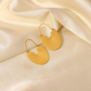 Boucles d'oreilles créoles 2023 été en acier inoxydable en forme d'éventail côtes nordiques modèles de créateurs titane géométrique mode bijoux femmes