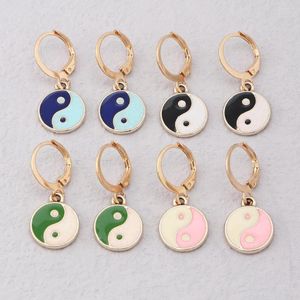 Hoop oorbellen 2023 Yin Yang tai chi oliedruppel email voor vrouwen mode sieraden unieke Chinese stijl ooraccessoires feestgeschenken