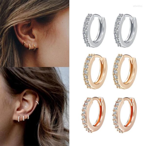 Boucles d'oreilles créoles 2023 couleur argent/or à la mode pour femmes/hommes petite oreille os Aros mode nez anneau fille bijoux