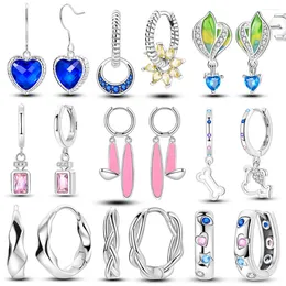 Hoop oorbellen 2024 925 Sterling Silver Ears Bot Circulaire oorbel Fit originele charmes Diy Fine Jewelry for Women Fashion