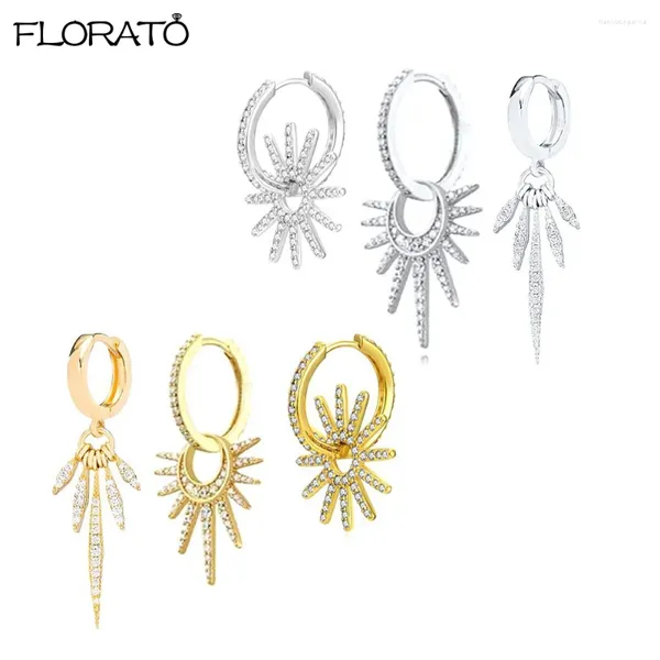 Pendientes de aro 2024 Diseño avanzado Color de plata colgante en forma de sol grande para joyas para mujeres joyas para la fiesta de cumpleaños femenino regalo