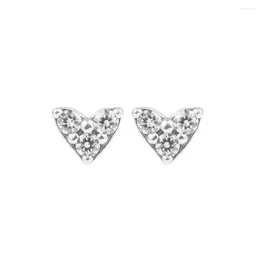 Boucles d'oreilles créoles en argent Sterling 2024 pour femmes, bijoux fins en forme de cœur de noël, grande pierre pavée, 925