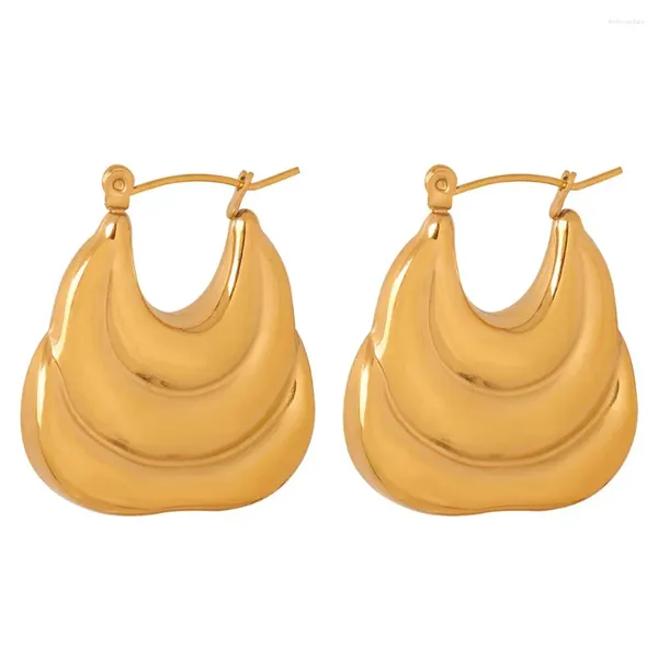 Pendientes de aro 2024 Diseño Acero inoxidable Chapado en oro real Pendiente llamativo Joyería de mujer sin deslustre