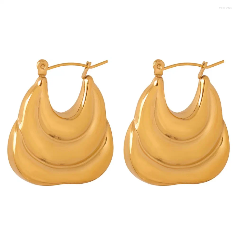 Boucles d'oreilles créoles en acier inoxydable plaqué or véritable, bijoux sans ternissement pour femmes, 2024