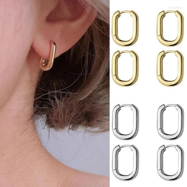 Boucles d'oreilles de cerceau 2024 Fashion Gold Color Geometric U-Shape Hoops For Women Men Punk Hip-hop Metal Round Circle Party Bijoux