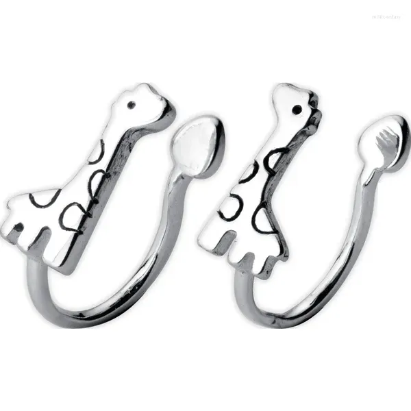 Boucles d'oreilles créoles de Style japonais pour fille, en argent Sterling 2024, girafe douce, sans trou d'oreille, Clip, accessoires animaux simples, 925