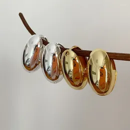 Boucles d'oreilles créoles minimalistes, ovales et lisses, en forme de boule de coquille d'œuf, pour femmes et filles, bijoux de personnalité rétro, cadeau à la mode, 2024