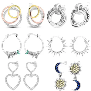 Hoop oorbellen 2024 Zilveren kleur charme dubbele pasvorm origineel merk charmes diy fijne sieraden vrouwen cadeau voor oorrang maken