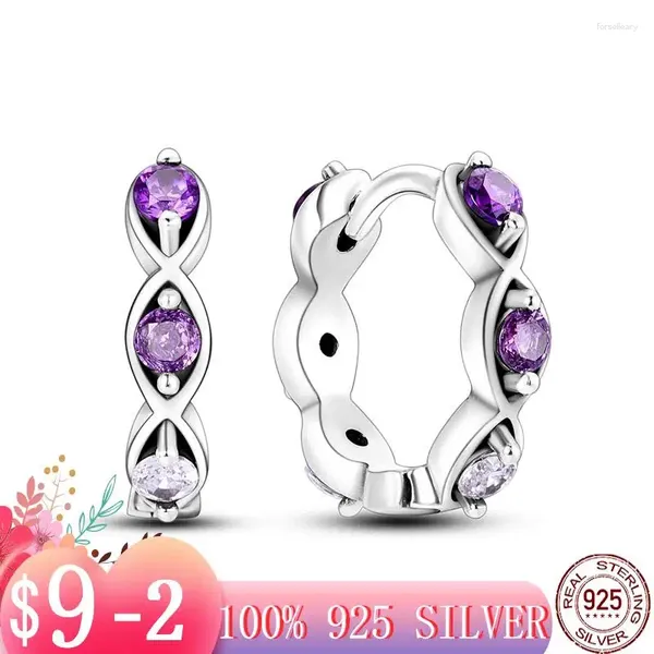 Pendientes de aro 2024 Color de gradiente de Purle Purle para adolescentes Mujeres Silver Luxury Quality Joya Byle