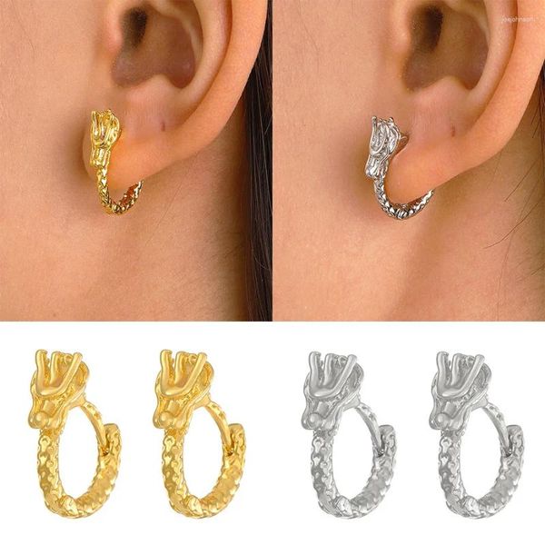 Boucles d'oreilles créoles tendance Style chinois Dragon Animal pour femmes, marque de mode, manchette d'oreille, Piercing, Vintage, cadeau, 2024