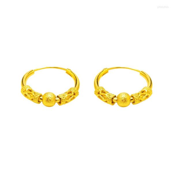 Boucles d'oreilles créoles couleur or 24K petite boucle d'oreille pour femmes mignon métal doré rond cercle déclaration Vintage bijoux de mariage cadeaux