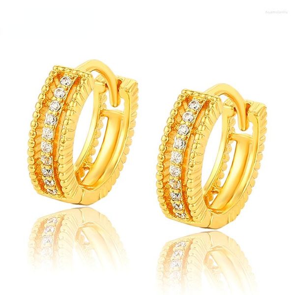 Pendientes de aro 24K chapado en oro redondo OL Retro Rhinestone geometría Clip para mujeres regalo al por mayor