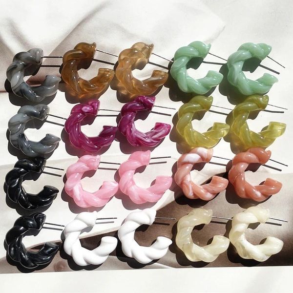 Pendientes de aro de 28 mm Acrílico para mujeres Twist de moda Parring 10 colores al por mayor EH19