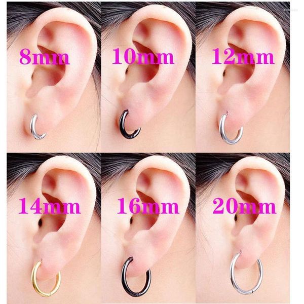 Pendientes de aro 2 unid/set de acero inoxidable pequeños para mujeres y hombres, Color dorado, círculo negro, anillo grueso para oreja, Piercing Huggie