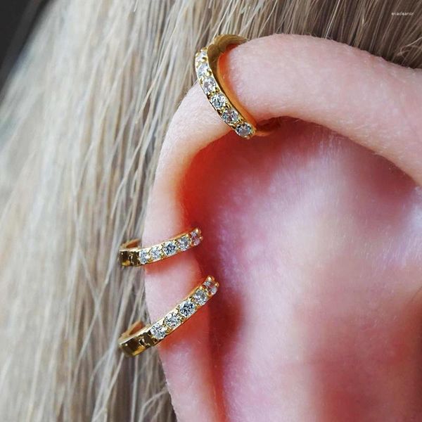 Boucles d'oreilles en forme de conque, 2 pièces, Piercing, Tragus, Rook, Lobe, zircone, couleur or, Huggie, Cartilage, bijoux