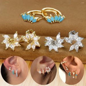 Oorringen 2 STKS Minimalistisch Goud Kleur Kleine CZ Voor Vrouwen Tiny Rvs Zirconia Huggie Piercing Sieraden