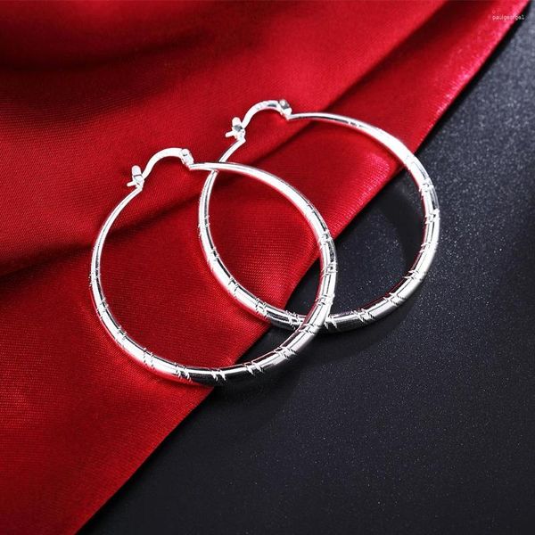 Pendientes de aro de Plata de Ley 925 de 3-6CM para mujer, aretes circulares de boda, joyería para fiesta, abalorio Retro, regalo de Navidad a la moda