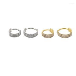 Hoop oorbellen 3 lijn zirkoon oorrang kristallen segment ring clickers staal goud kleur hoge kwaliteit 16g mode dames sieraden