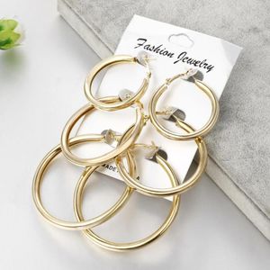 Hoop oorbellen 3 paren mode dikke buiscirkel set voor vrouwen punk sieraden goud zilveren kleurstatement brincos femme