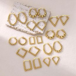 Boucles d'oreilles créoles en acier inoxydable 316L, perle métallique géométrique pour femmes, Design carré en forme de V, bijoux de noël, cadeau goutte