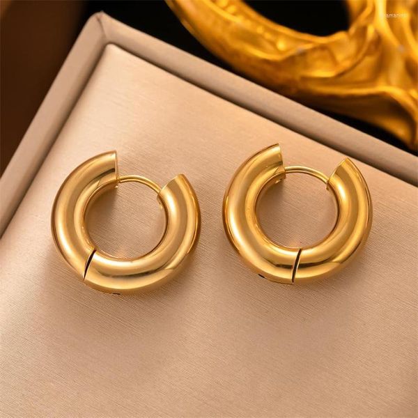 Boucles d'oreilles créoles en acier inoxydable 316L minimaliste polyvalent géométrie surface lisse anneau principal mode haute joaillerie SAE889