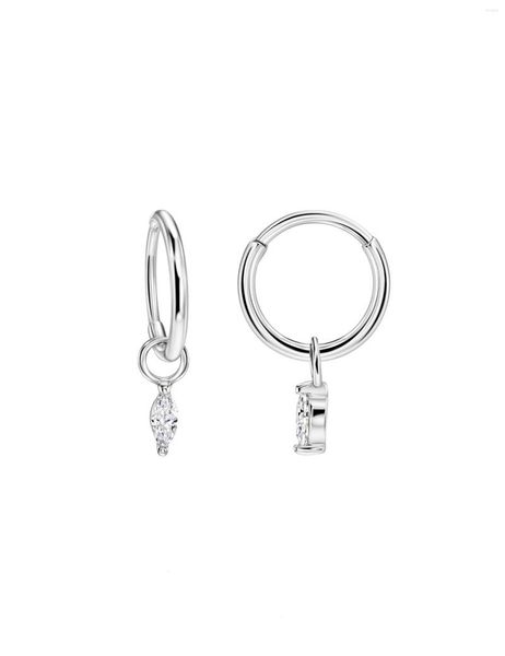 Boucles d'oreilles créoles breloque en acier 316L avec CZ en forme d'oeil de cheval pour femme 8mm / 10mm 12mm