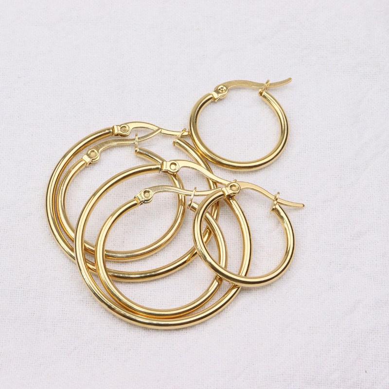 Hoop Earrings 3pairs Stainless Steel Big Antiallergic Unfading 3 Size Per Set 2 Colors DIY Stud Fashion Jewelry Lead/Nickle Free