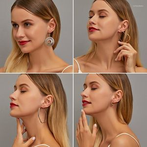 Boucles d'oreilles cerceau 3 pièces/1 ensemble exagérer petit grand cercle ensemble de boucles d'oreilles pour les femmes Simple Punk oreille Clip bijoux de mode cadeau en gros