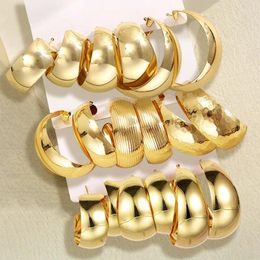 Pendientes de aro 3 unids/set Retro Metal en forma de C Semicircular Color dorado para mujer 2023 joyería de moda accesorios de lujo de boda