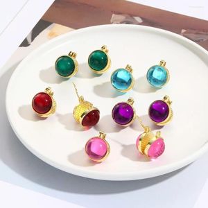 Boucles d'oreilles créoles 5 paires, belle boucle élégante, boule acrylique colorée pour femmes et filles, forme ronde, accessoires d'oreille à la mode