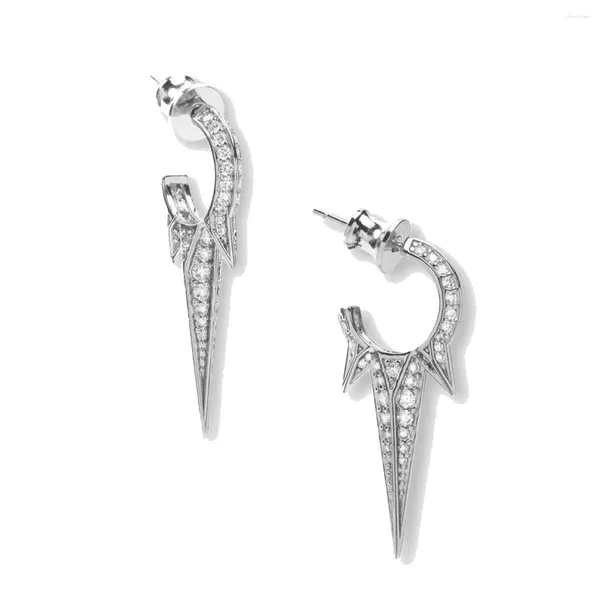 Boucles d'oreilles créoles en zircone cubique 5A pour femmes européennes, bijoux Rock Punk, à pointe scintillante