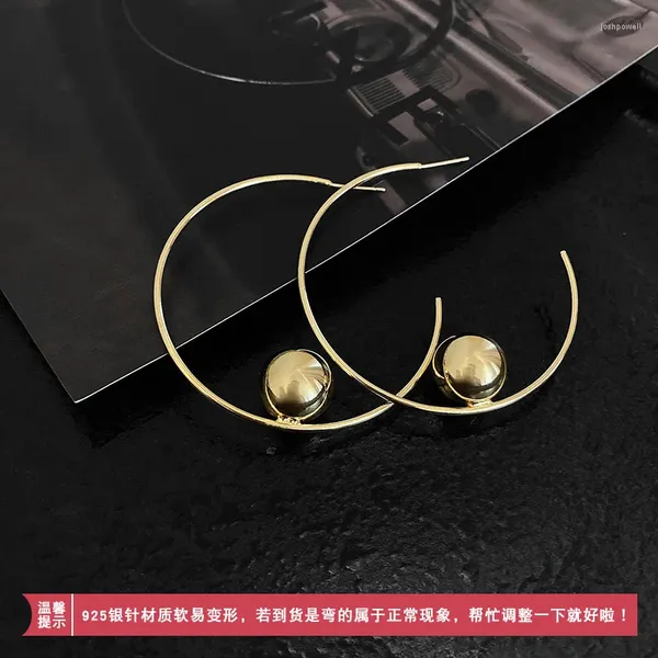 Boucles d'oreilles de cerceau 5 cm Circle de couleur or Corée Classic Geométrique Round Forme Big Oree Orein Hoops en acier inoxydable