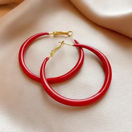 Orecchini a cerchio 5 cm rossi per orecchini a cerchio rotondi grandi con temperamento semplice creativo femminile