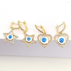 Hoop Earrings 5Pairs Blue Eyes Crystal Zircon Love Heart Star Earring For Women Girls Accessories Fashion Jewelry