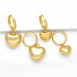 Boucles d'oreilles créoles plaquées or, 5 paires, cœur d'amour pour femmes, mode Simple, Piercing, boucles d'oreilles goutte, bijoux pour filles, cadeaux pour amis