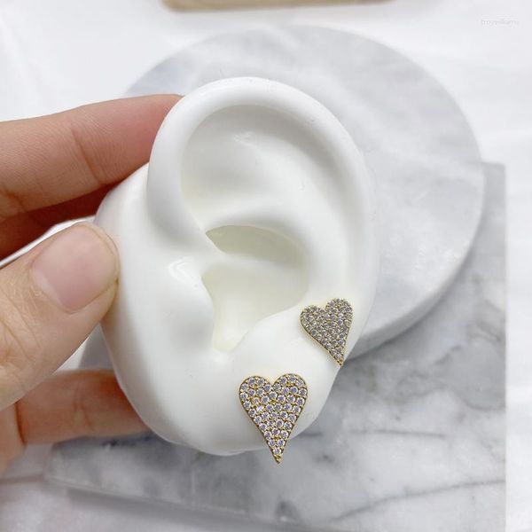 Boucles d'oreilles cerceau 5 paires/lot vente Style de noël en forme de coeur entièrement pavé Zircon