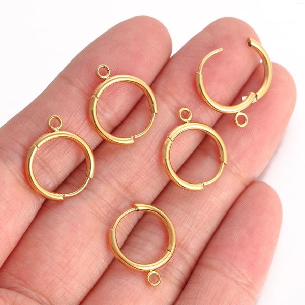 Pendientes de aro 5 unids/lote, Huggies redondos para mujer, gancho de acero inoxidable, conector para oreja, pendiente colgante Diy, accesorios para hacer joyas