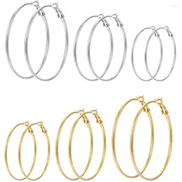 Hoop oorbellen 6 paren Hyperbool Big Gold Color Metal Set voor vrouwen Simple Round Circle Earring Vrouwelijk zilver Daily Sieraden