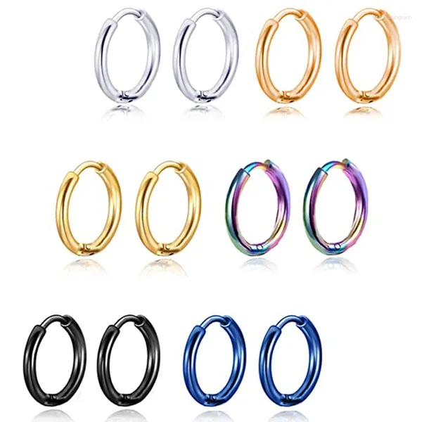 Pendientes de aro, 6 pares de pernos de acero inoxidable para hombres y mujeres, tapones para perforación de oreja de cartílago, túnel, colores mezclados