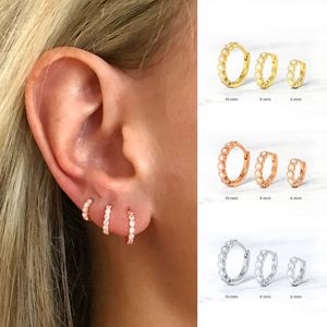 Cercle Boucles d'oreilles 6mm / 8mm 925 Sterling Argent Cercle Zircon pour femmes Gold Petite Ronde Mode Bijoux