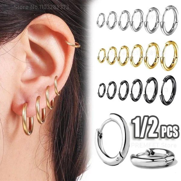 Creolen 8–20 mm, schlicht, Edelstahl, klein, für Damen und Herren, minimal, Gold, Silber, Schwarz, Farbe, Huggie-Creolen, Schmuckzubehör