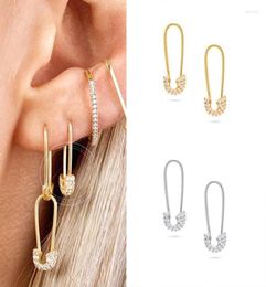 Pendientes de aro 925 Silver Ear Huckle Pave Pave Circon Safety Safety Port para mujeres Sparking Sparking Bling Crystal Cz Huggie Earring Jewelry1958461