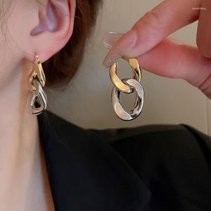 Boucles d'oreilles créoles 925 argent aiguille géométrique ronde grosse pour les femmes créative chaîne torsadée boucle d'oreille Piercing Huggies cadeaux Eh793