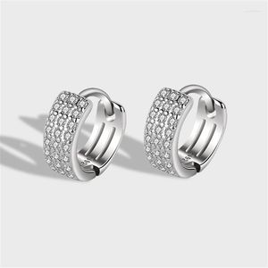 Boucles d'oreilles créoles en argent 925, aiguille hip hop, cercle en cristal pour femmes et filles, bijoux de fête de mariage, cadeau Eh1423